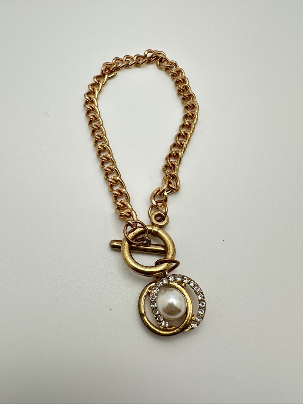 Gold-Tone Pearl & Crystal Charm Bracelet - Women Jewelry